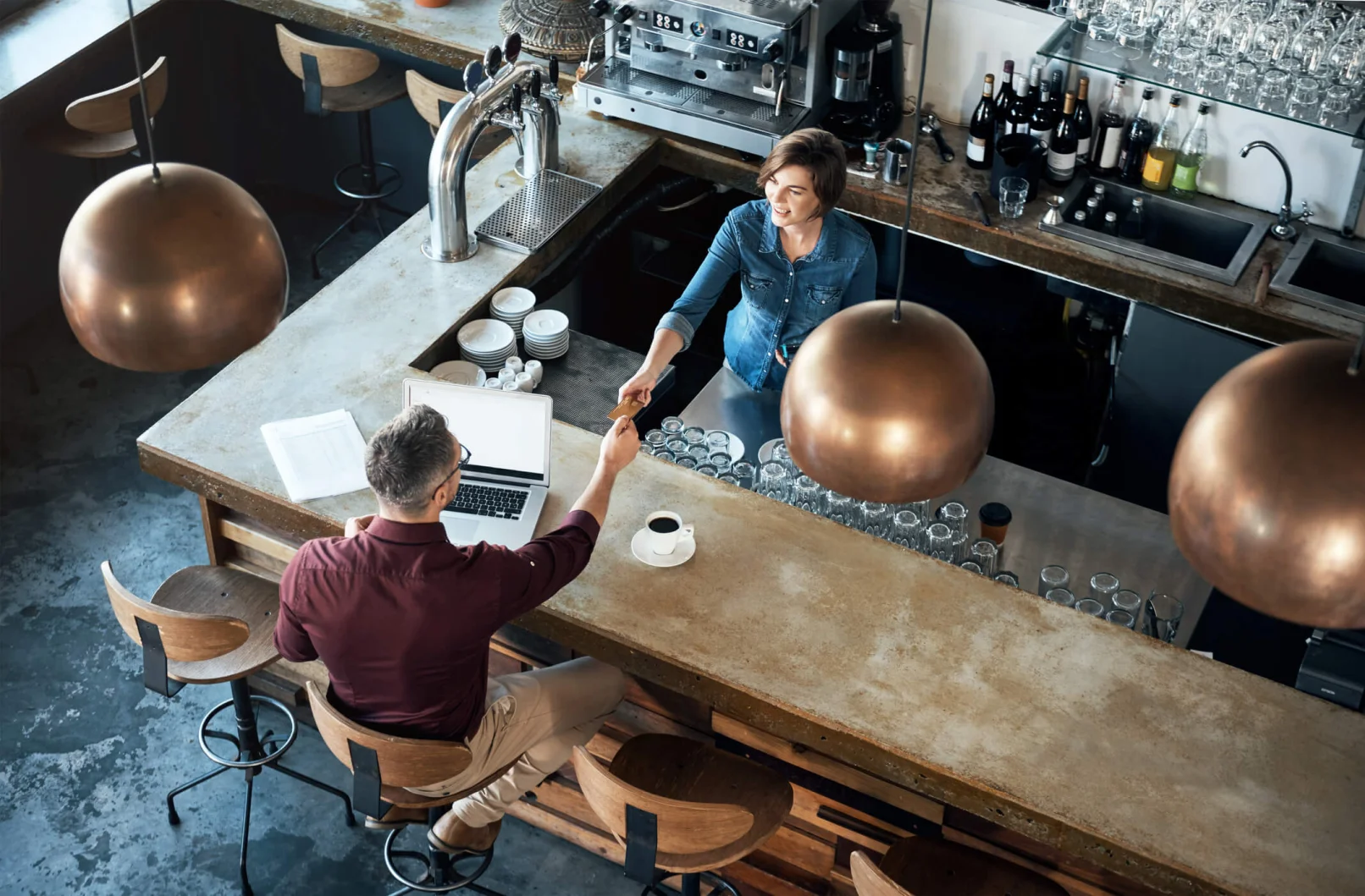 female barista serving the customer